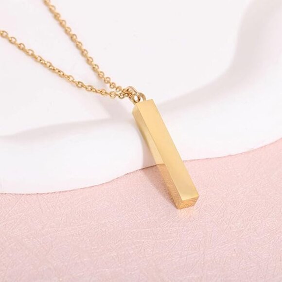 NWT- Stainless Steel Bar Pendand Necklace - Picture 2 of 5